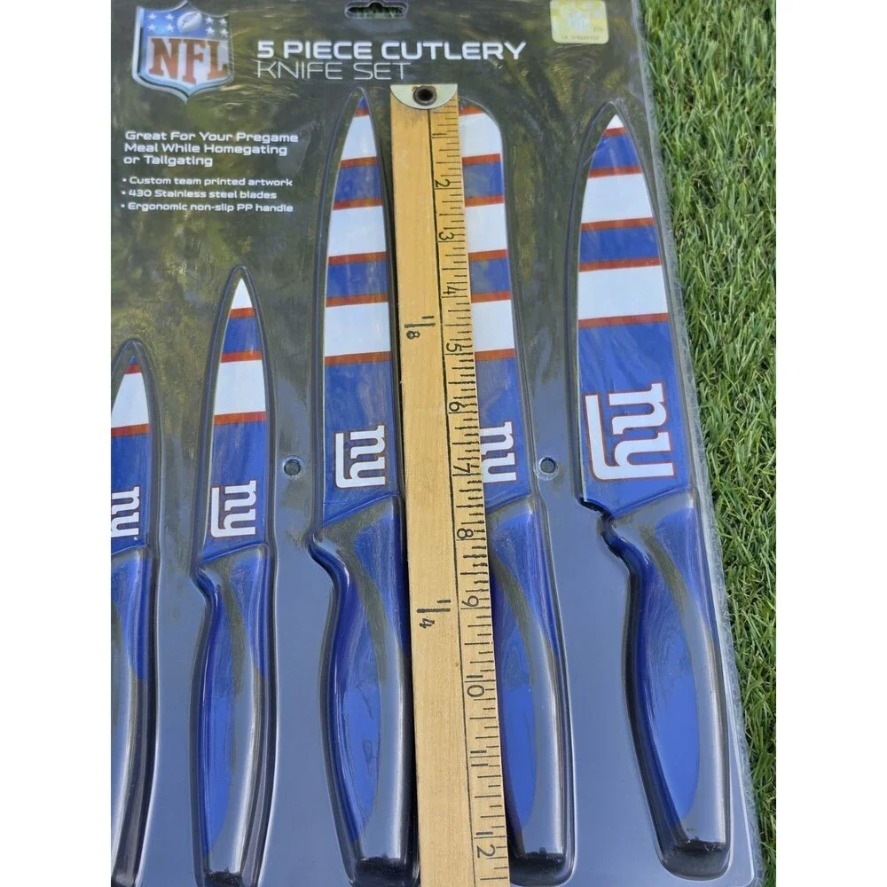 NFL NY Giants 5pc Stainless Steel Non-Stick Knife Set New Tailgating Mancave